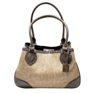 Nine West Faux Leather Beaded Trim Shoulder Bag Brown Tan